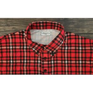 Collars & Co Mens Dress Collar Polo Medium Red Tartan Plaid Shirt‎ NEW